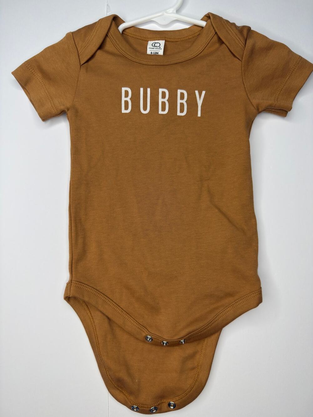 Baby 6-12M Tan BUBBY Graphic Bodysuit Short Sleeve Neutral Onesie